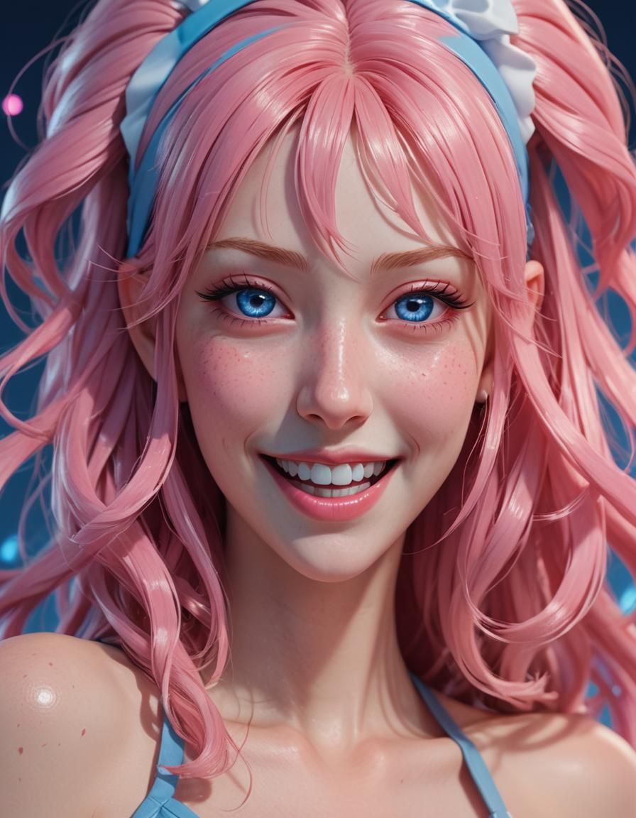 Hyper-Realistic 3D Anime Art Portrait of a Tall Woman