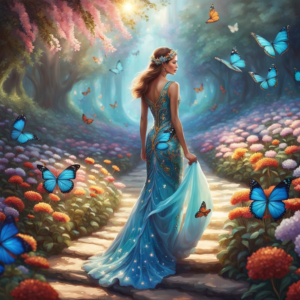 Ethereal Butterfly Queen on Crystal Path