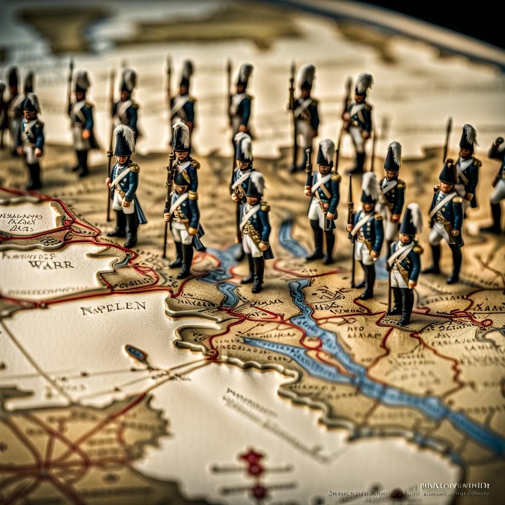 Closeup of Napoleon's War Map: Photorealistic Troop Detail
