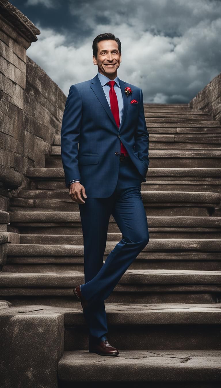 Man on Stairway to Heaven: Photorealistic Portrait