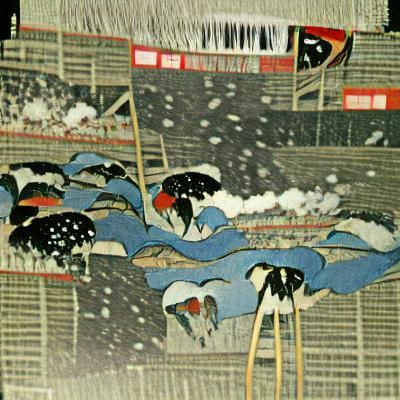 Shinobazu Pond Snowfall: Utagawa Hiroshige Style