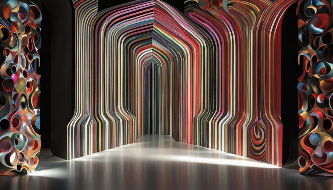 silly  deco nouveau sculpture Herbert Bayer  Gustav Klimt 1930s film noir elegant  fractal opart fog beautiful  shadows ...