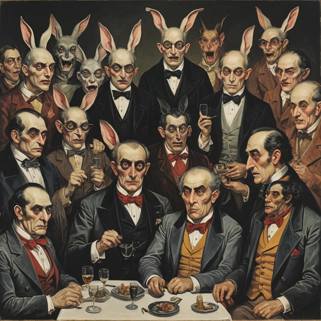 Surreal Vampire Scene in Expressionist Style