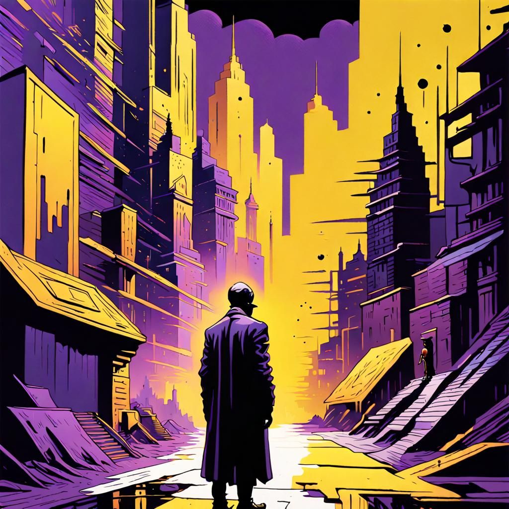 Futuristic Cityscape with Eldritch Energy in Fauvist Style