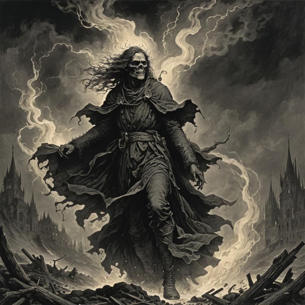 Horrific Pinhead Figure in Doré-Rutkowski Style