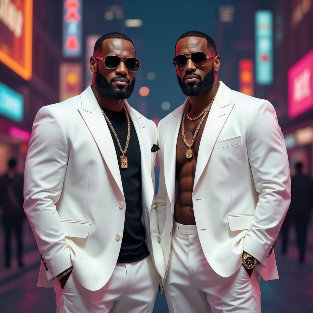 LeBron & Diddy in Vibrant City Nightlife