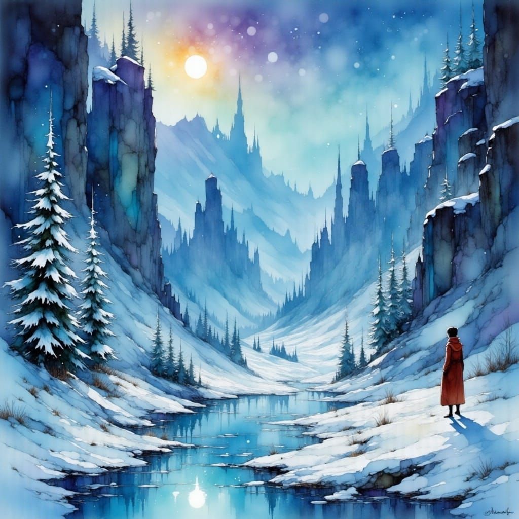 Whimsical Winter Wonderland in Painterly Style