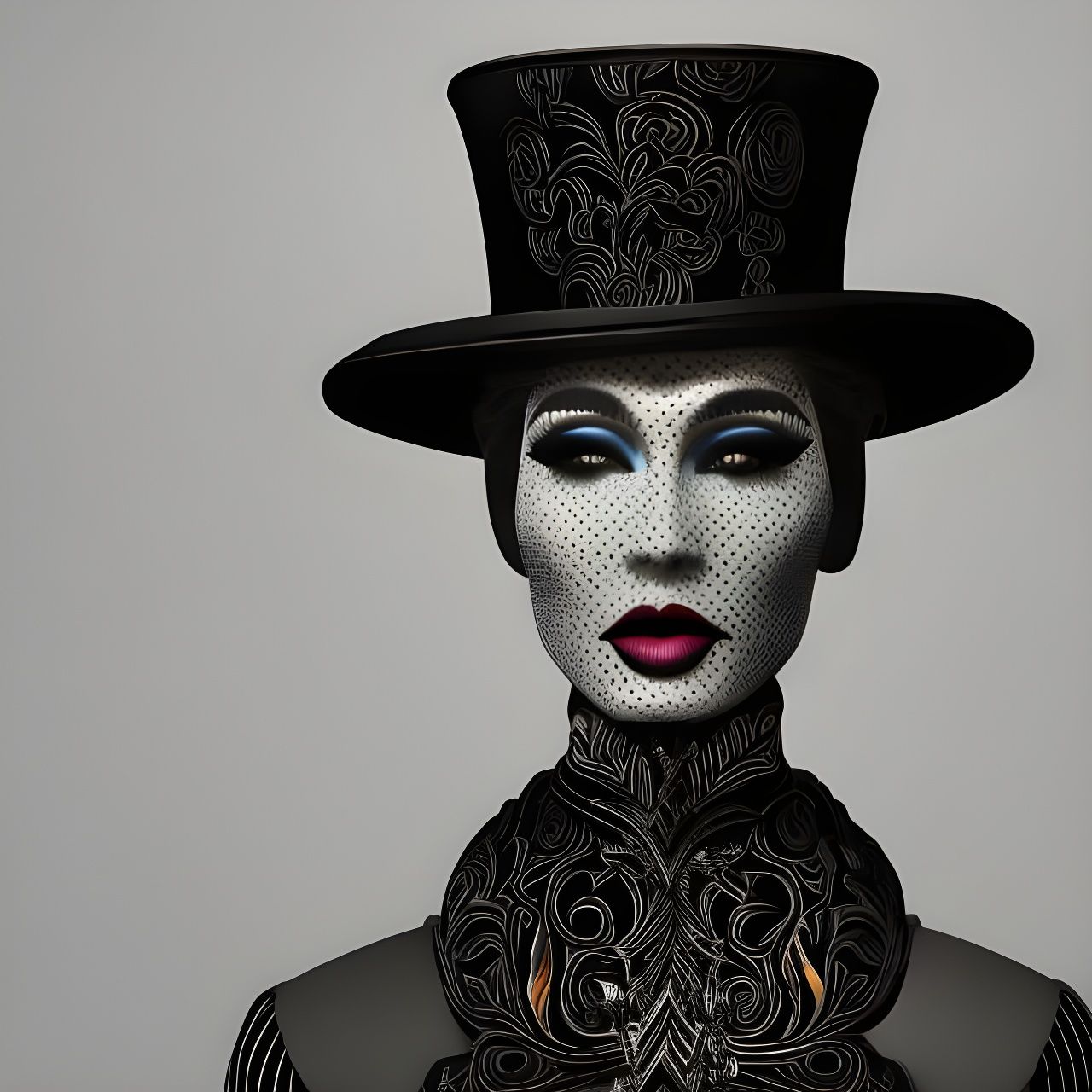 A flamboyant top hat on a mannequin head
