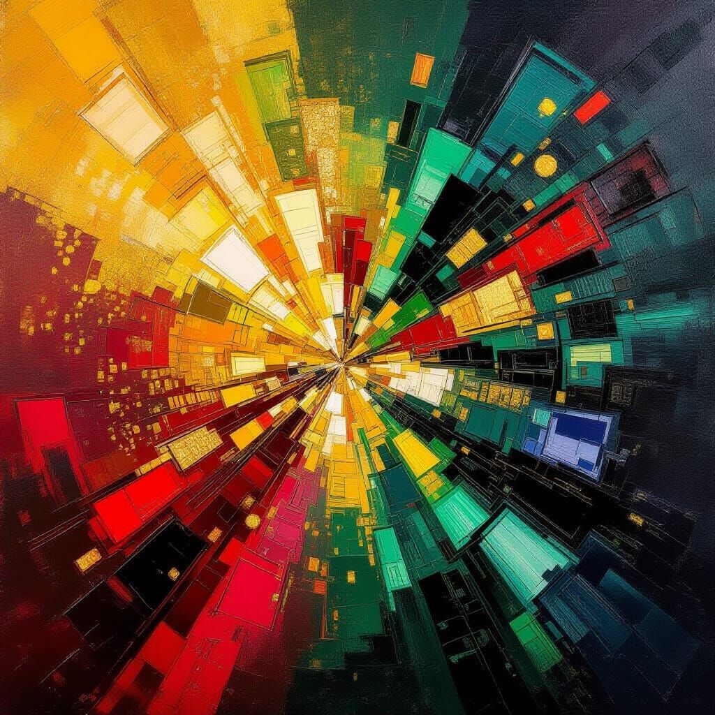 Abstract Wealth & Prosperity in Expressive Oil Painting