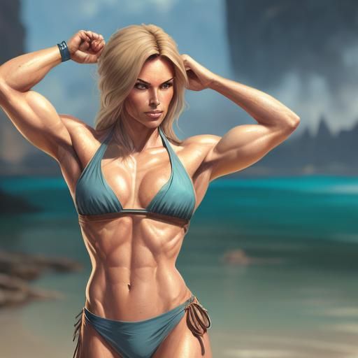 Stunning Blonde Model with Dagger, Hyperdetailed Portrait