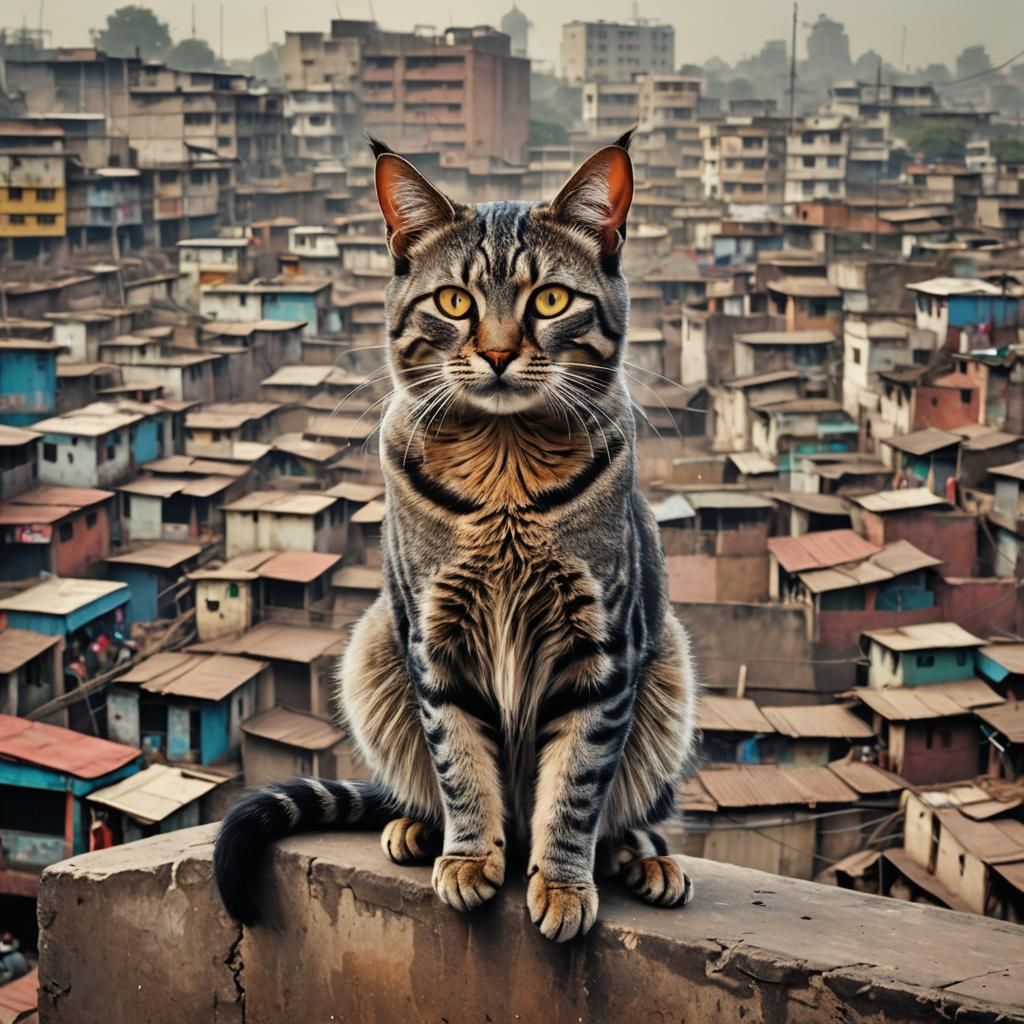 Watchful Indian Cat Beside Delhi Metro