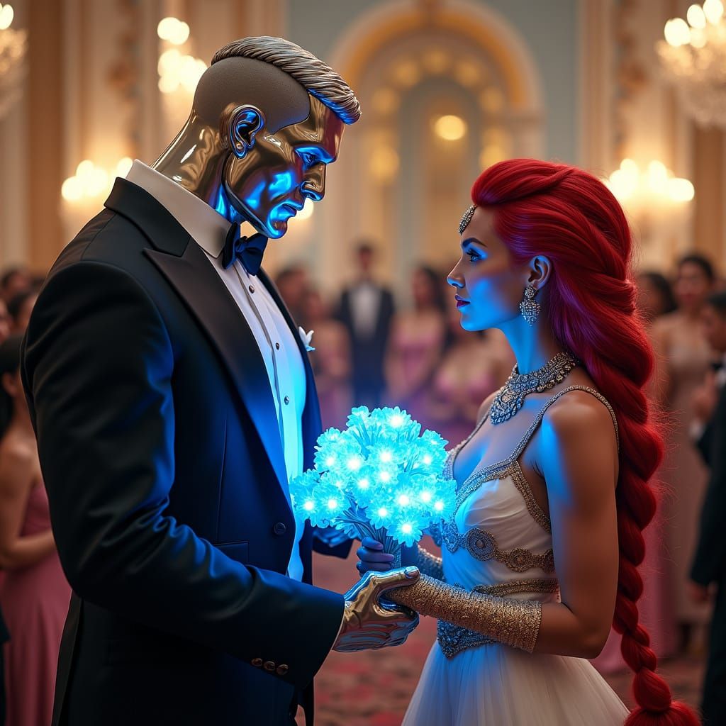 Silver Steel God Offers Glowing Blooms to Enchanting Princes...