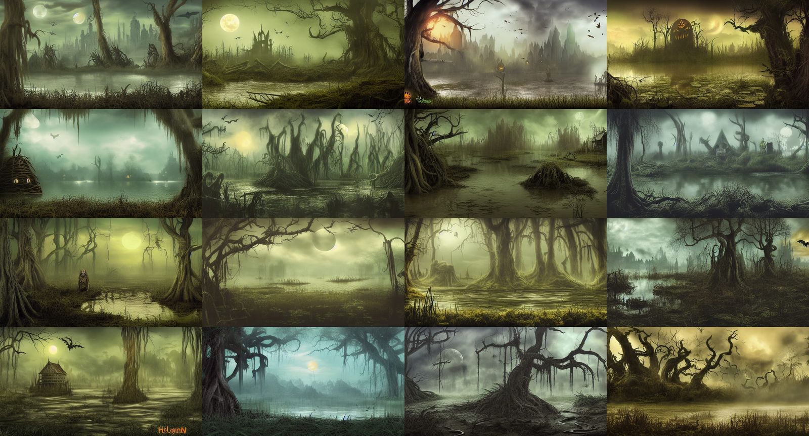 Halloween in a Lost Swamp Matte Painting