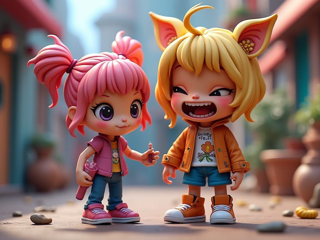 Riot Grrrl Action Figure with Living Fart Sidekick in Glitch...