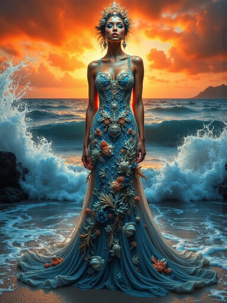 Ocean Wave Dress Fashion Portrait