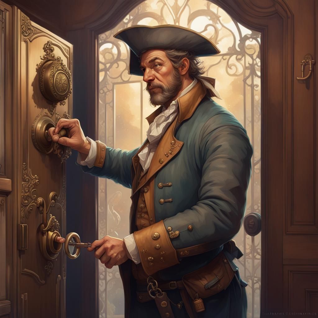 Colonial Locksmith Portrait in Hyperdetailed Lighting