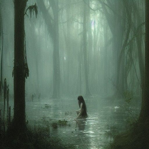 Misty Gates Lost in Dark Forest, Horror Art