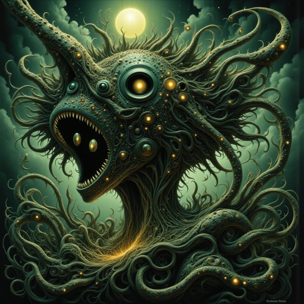 Cyberpunk Dreamscape: Fragmented Mind in Biomechanical Chaos