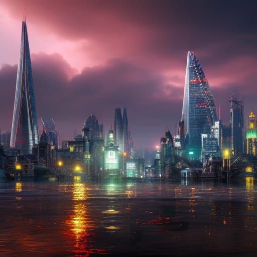 Flooded London in Detailed Digital Art