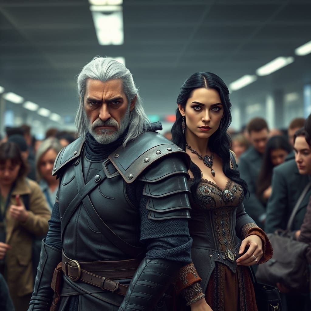 Geralt and Yennefer in Airport Security