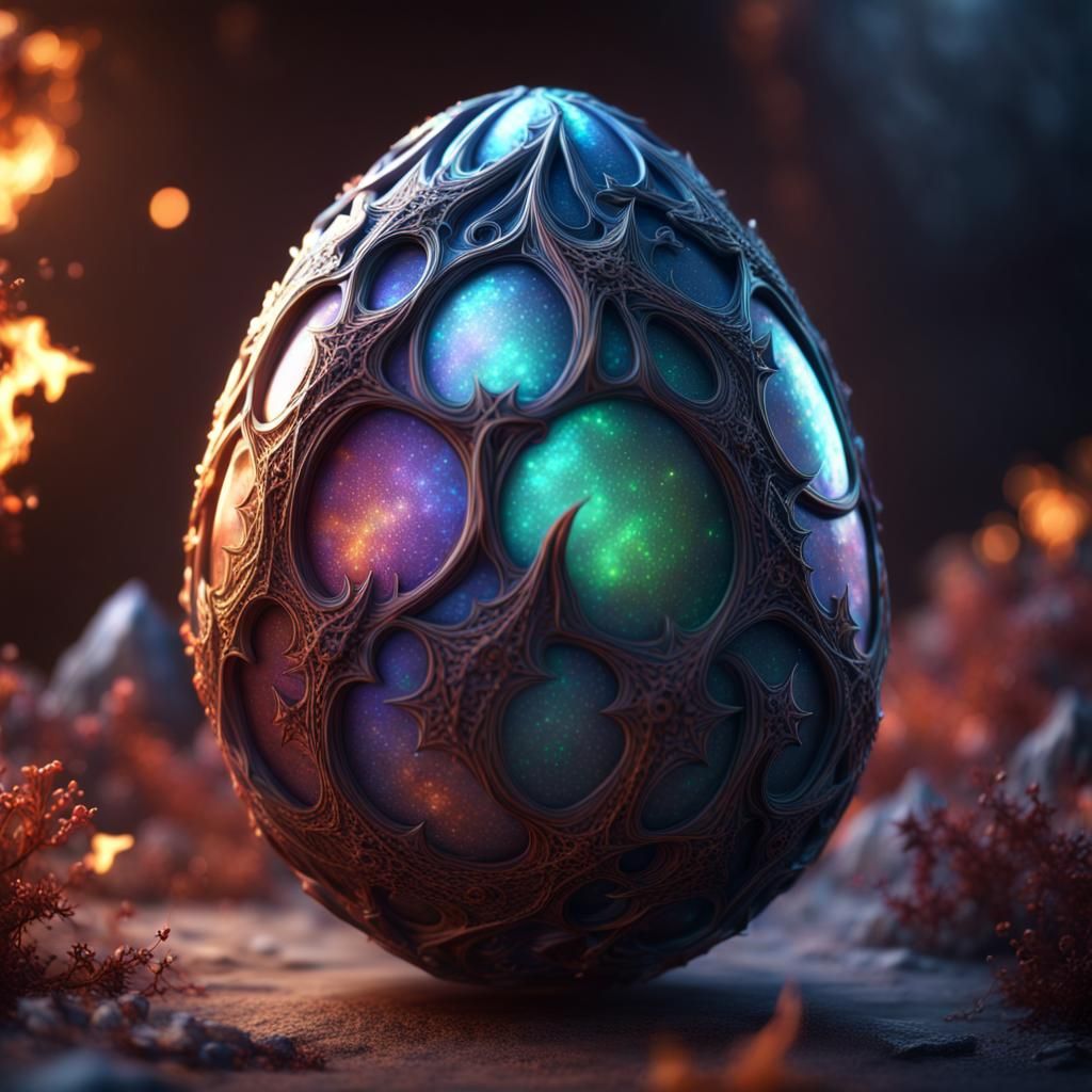 Kaleidoscopic Dragon Egg Explosion in Detailed Matte Paintin...