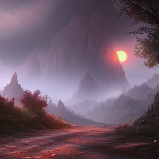 Detailed Dirt Road Matte Painting in 8K