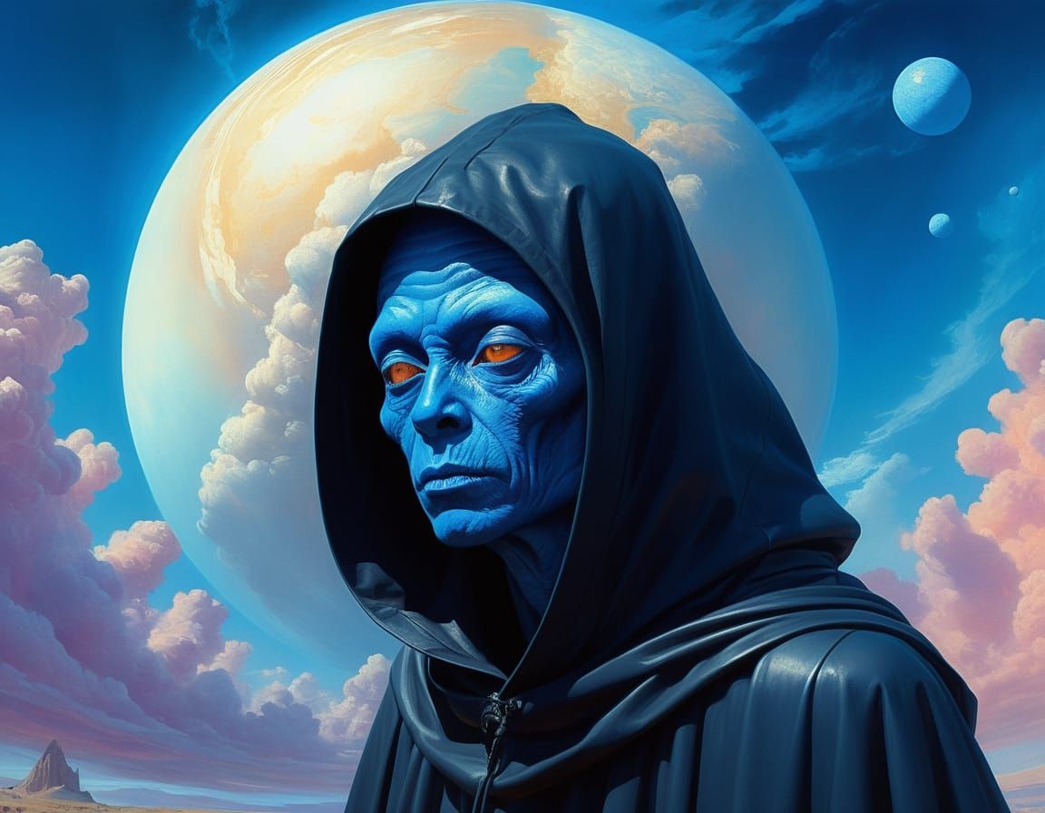 Iridescent Alien in Astral Environment: Surreal Sci-Fi Art