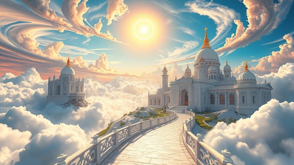 Celestial City in Heavenly White Architecture