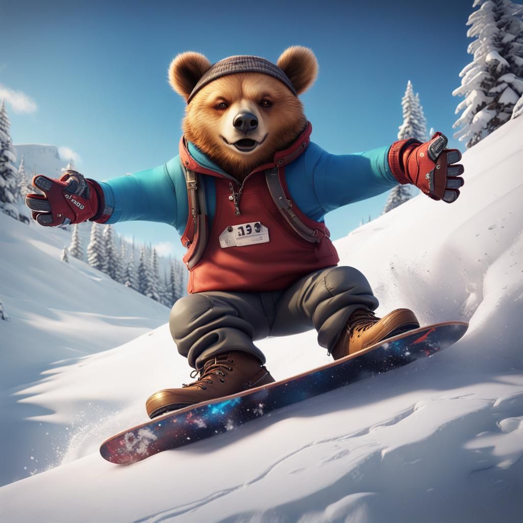 Happy Bear Wipeout on Snowboard Course
