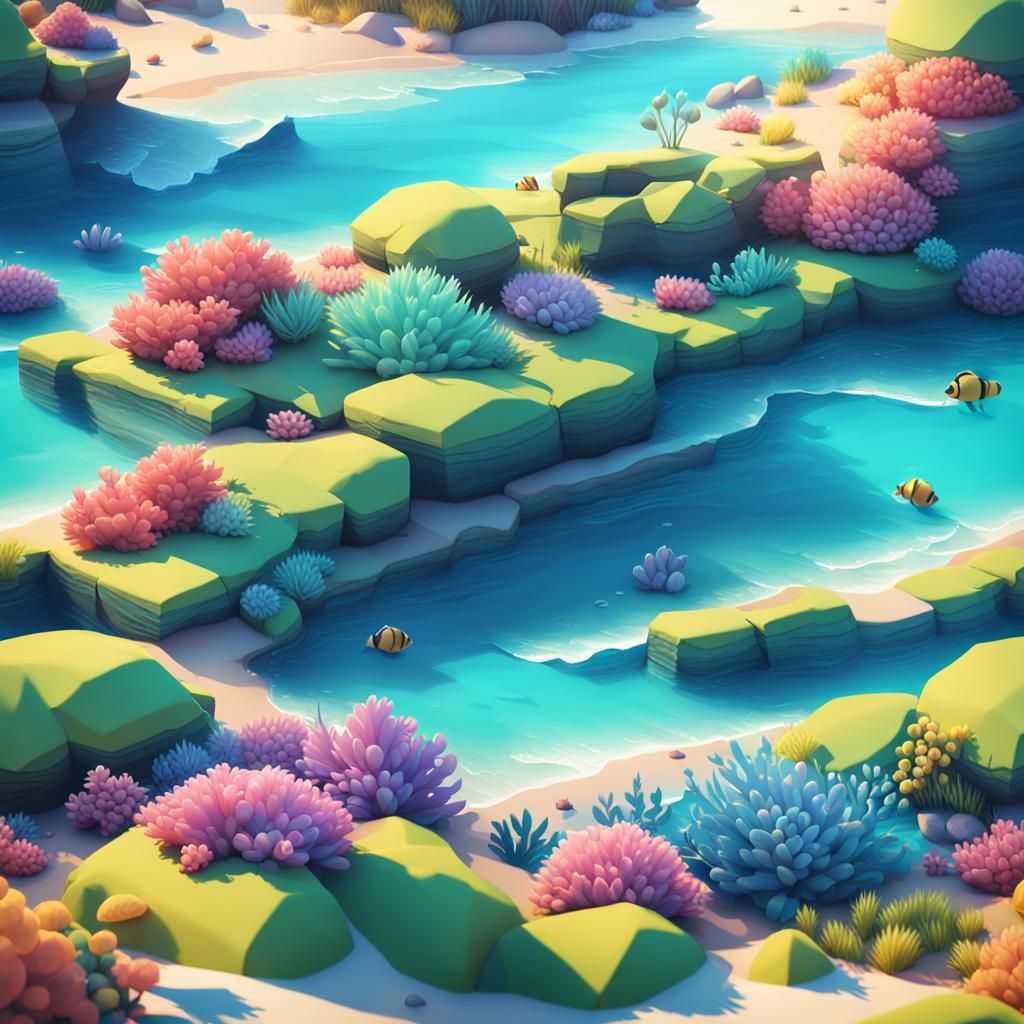 Summer Seascape in Pixar-Inspired 3D Style