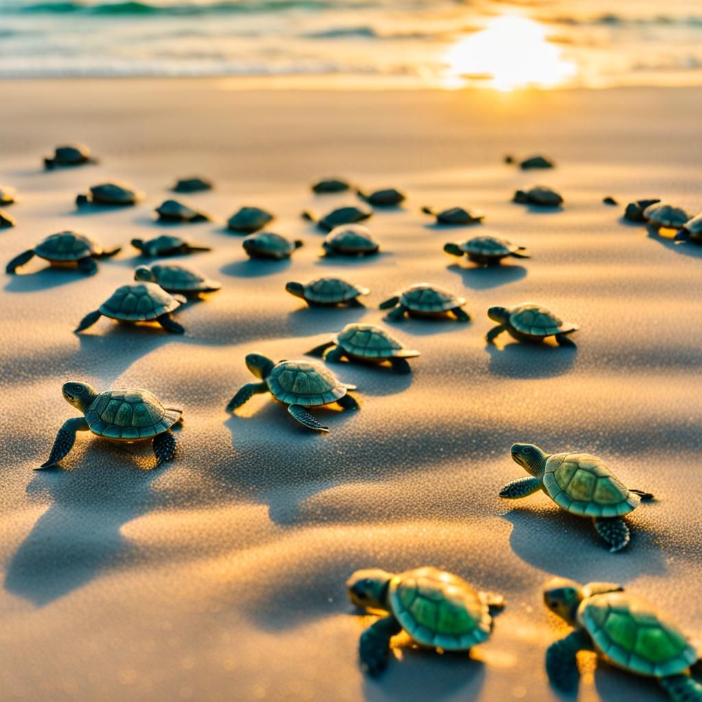 Sea Turtle Hatchlings Journey to the Ocean