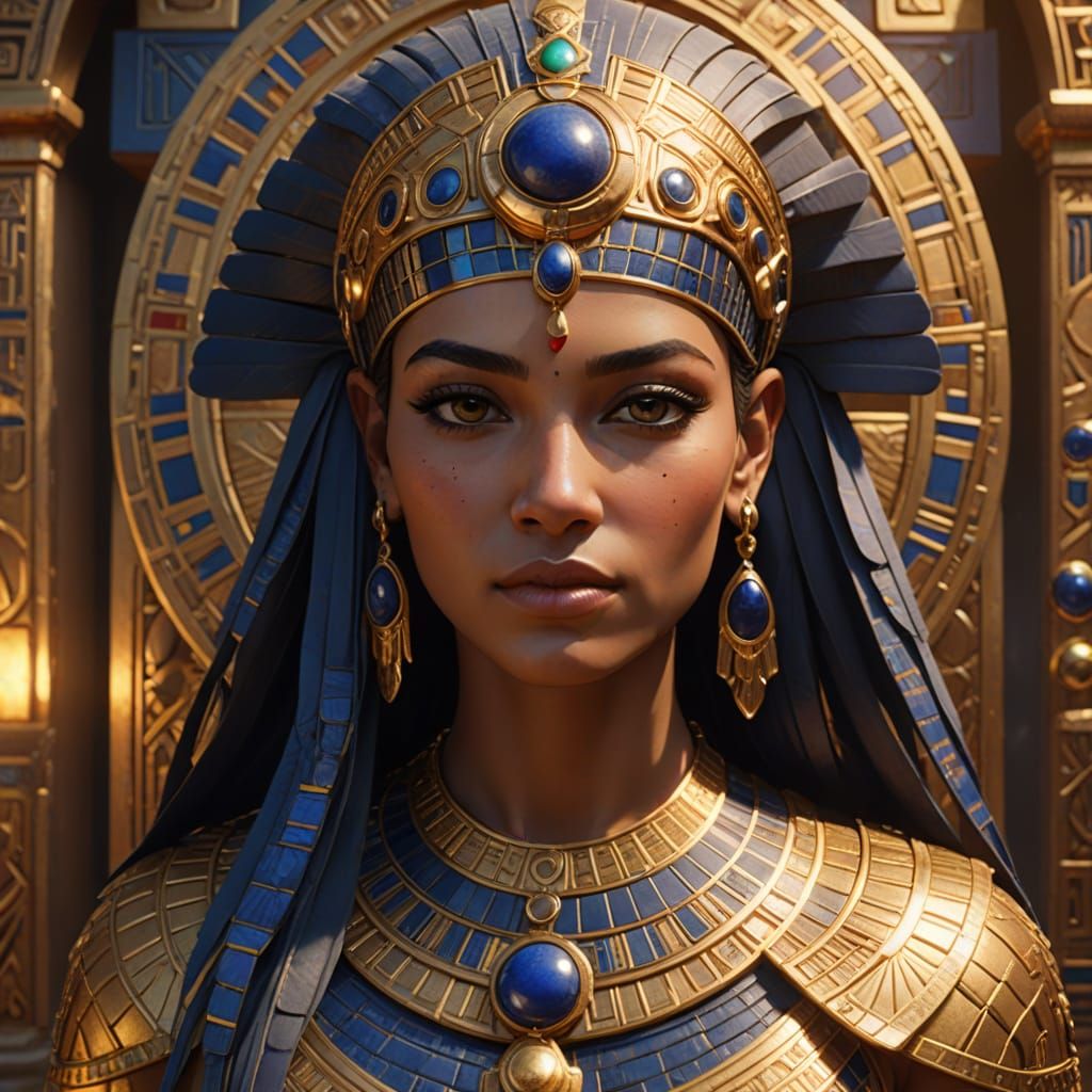 Ancient Egyptian Goddess in Golden Light