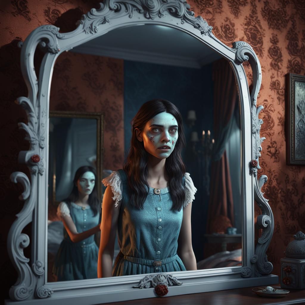 Brunette's Ghostly Reflection After Nightmare, Digital Art