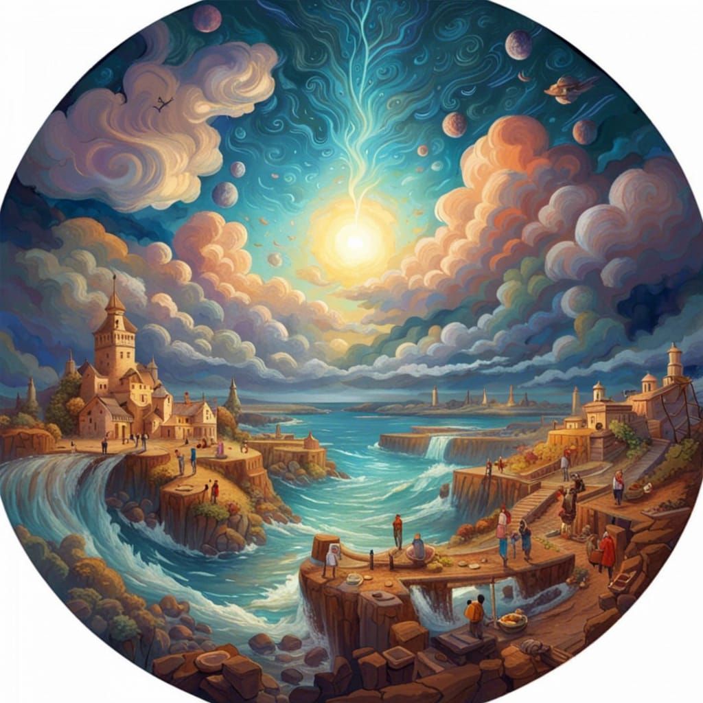 Surreal Storm of Stars and Moon, Fantasy Art