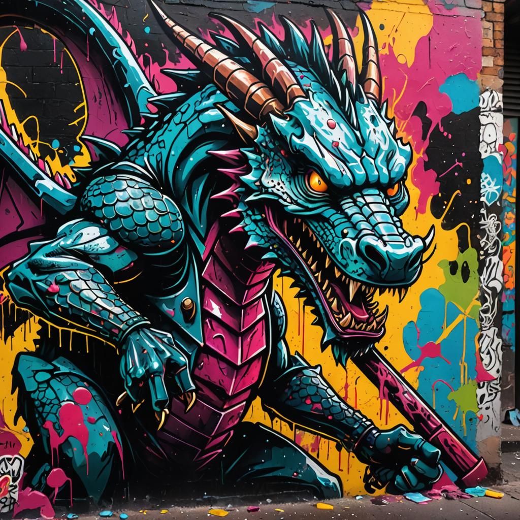 Dragon Slayer Graffiti Art Portrait