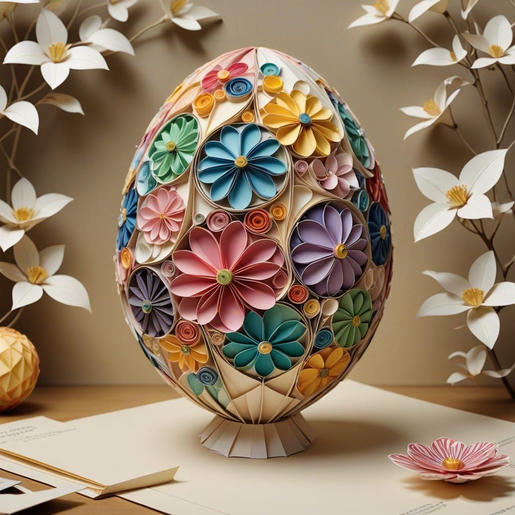 Origami Faberge Egg in Delicate Paper Sculpture