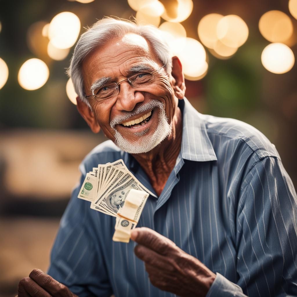 Happy Pensioner in Professional Photography Style