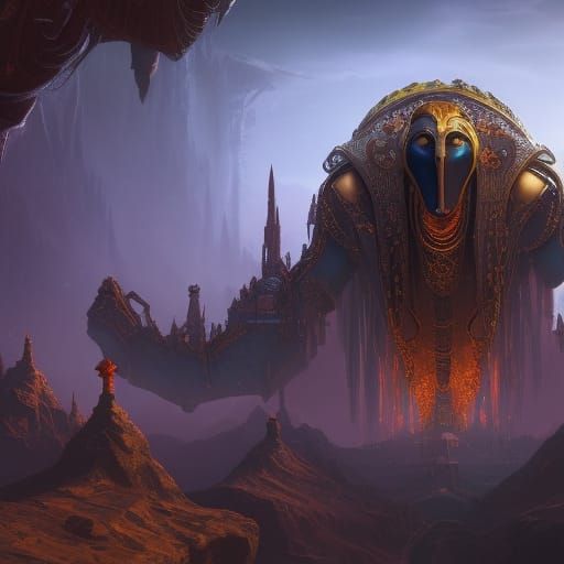 Detailed Matte Painting of Horus in Deep Color