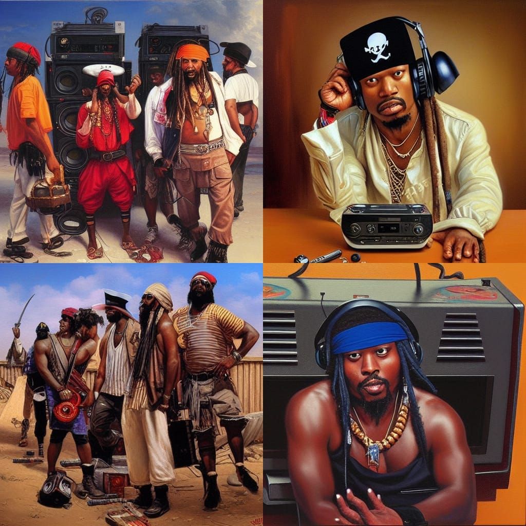 Pirates Enjoying Gangsta Rap: An Oil Painting