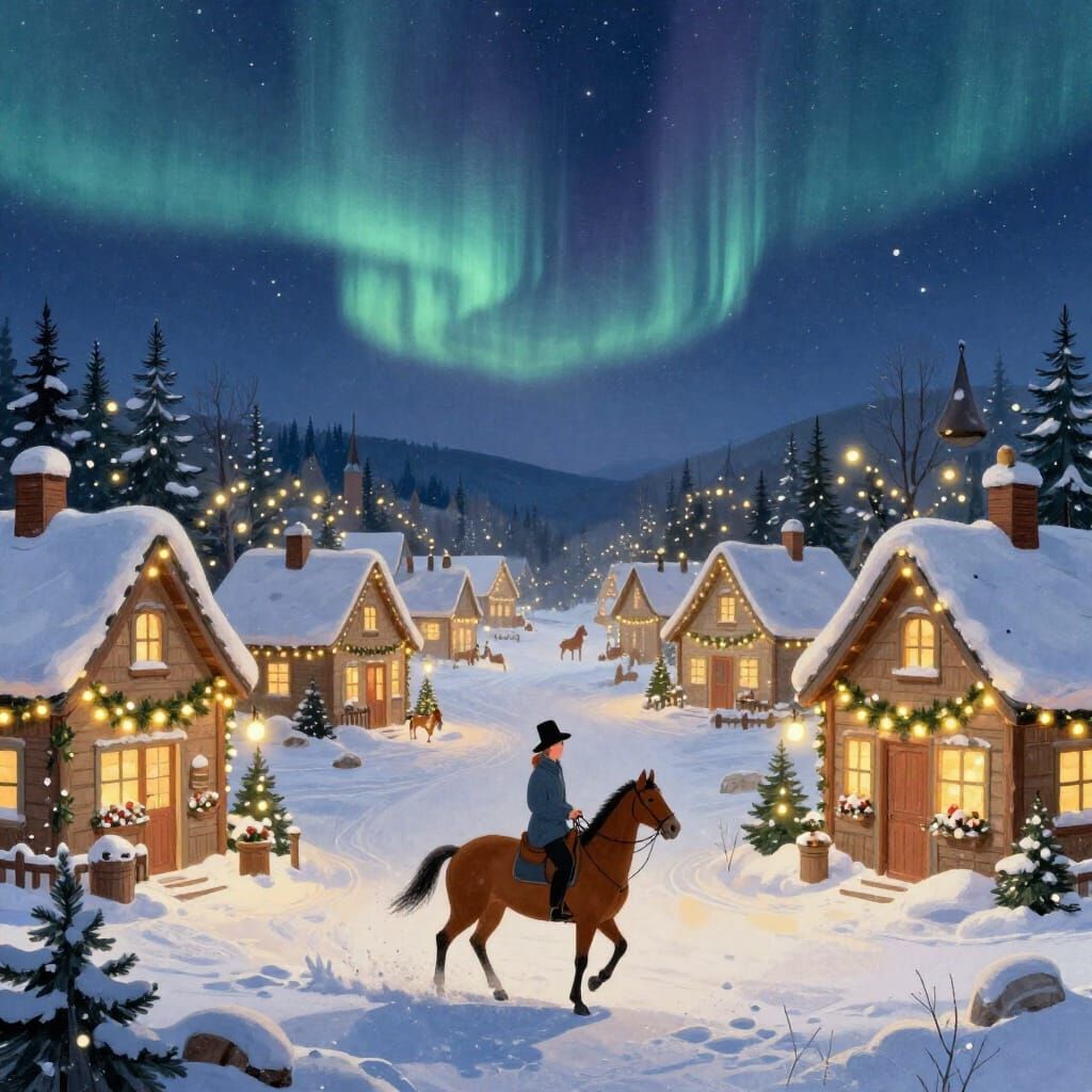 Whimsical Christmas Eve Village at Polo North