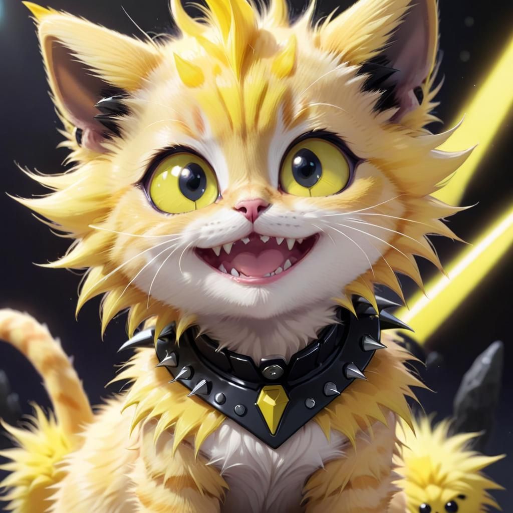 Cute Alien Cat Smiling in Anime Style