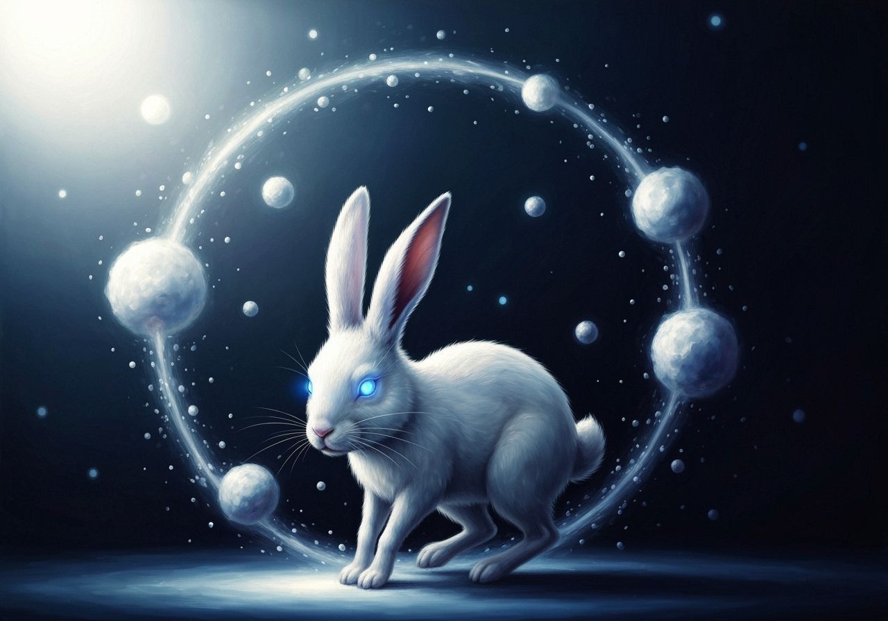 Surreal Rabbit in Cycle of Rebirth Oil Painting
