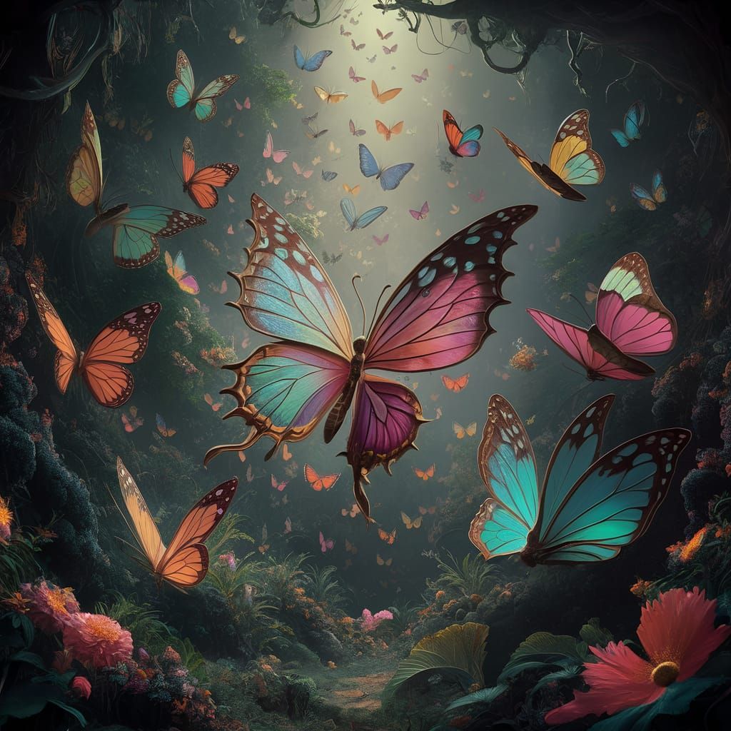 Fantasy World of Colorful Butterflies: Unreal Engine Art