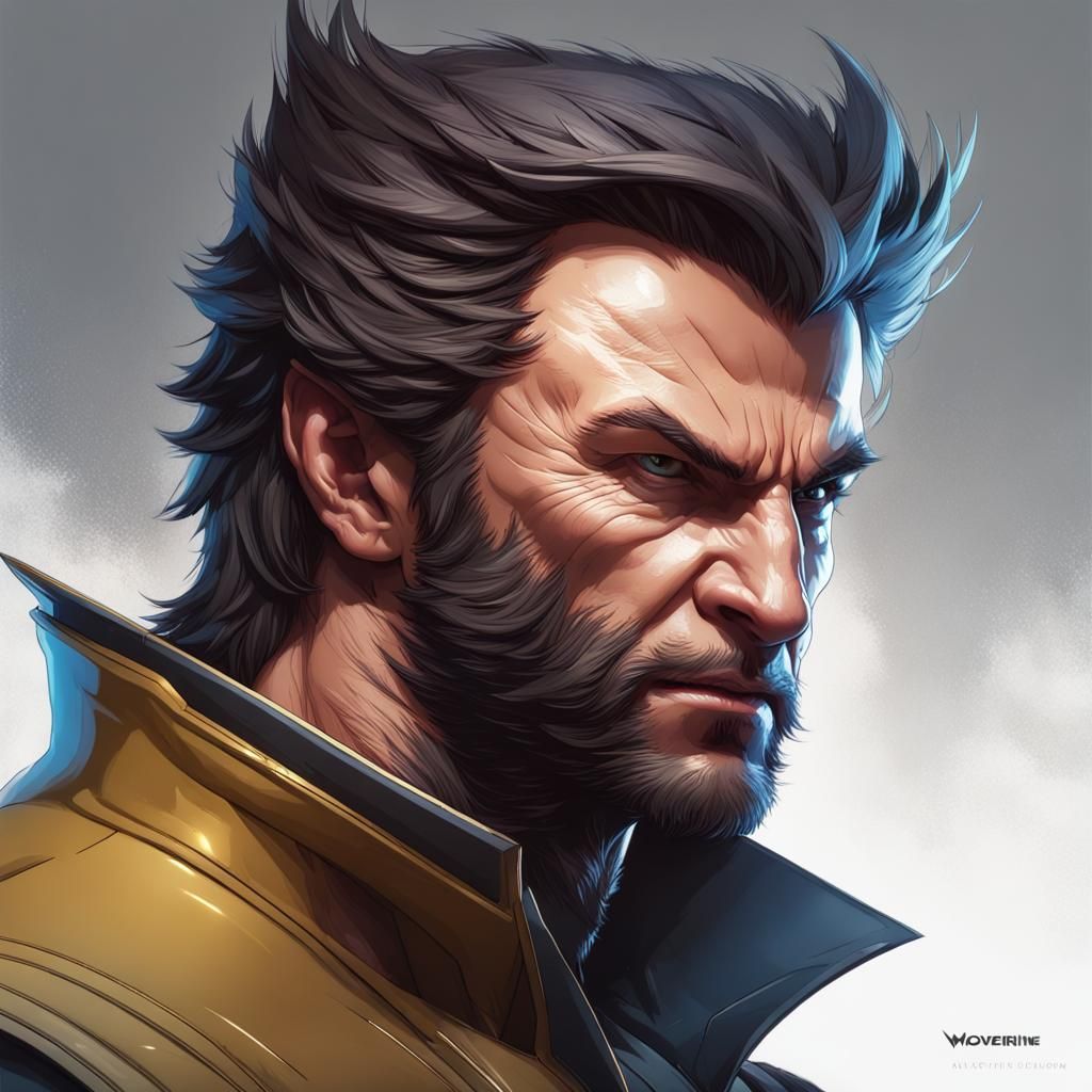 Hyperdetailed Wolverine Portrait in Triadic Colors