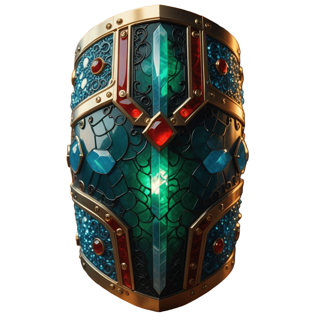 Jade Vambrace in Prismatic Digital Painting Style