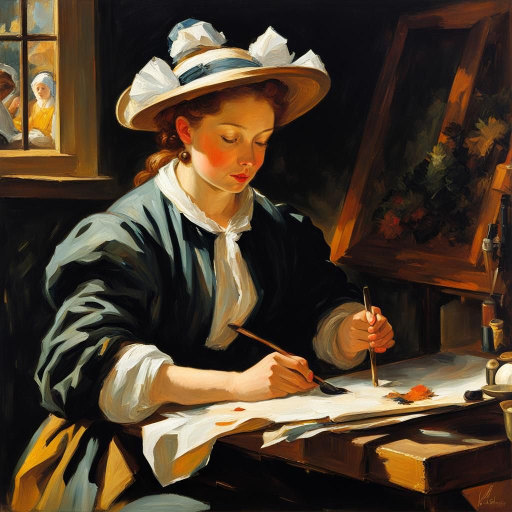 Letter Painter in Impressionistic Impasto Style