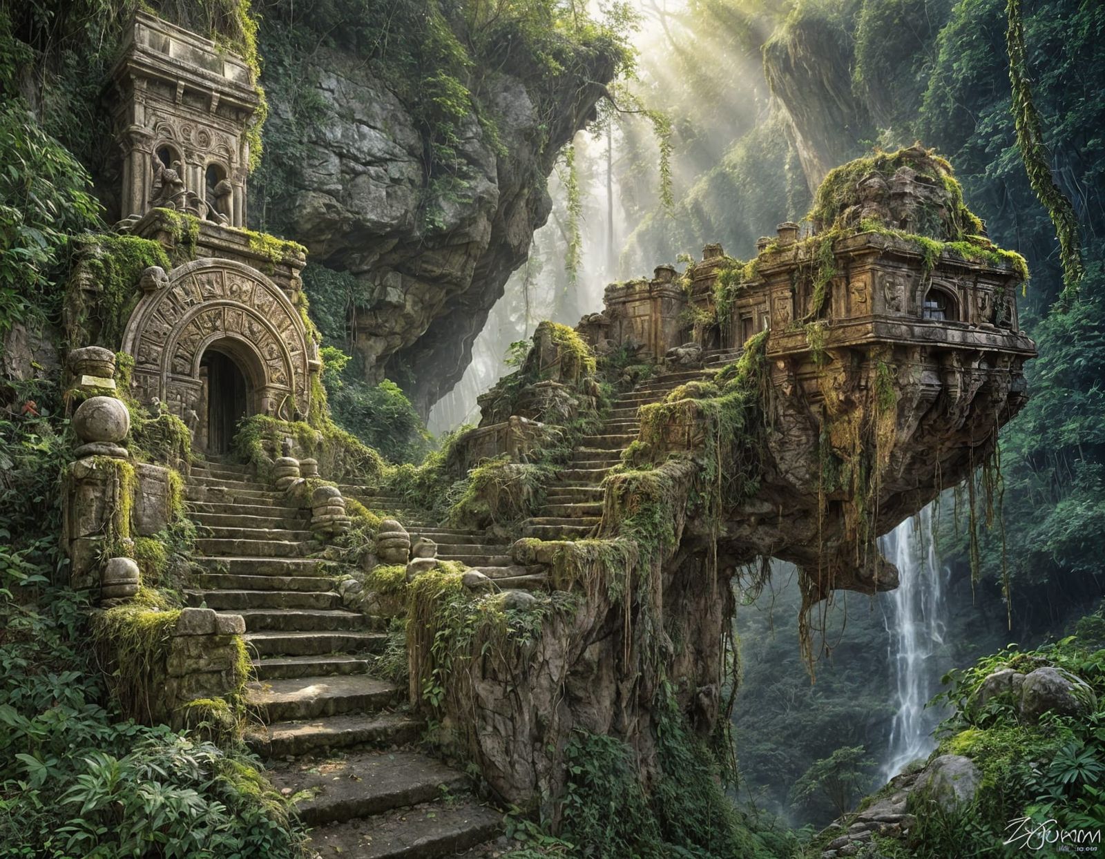 Lost Civilization Ruins: Steampunk Technology and Jungle