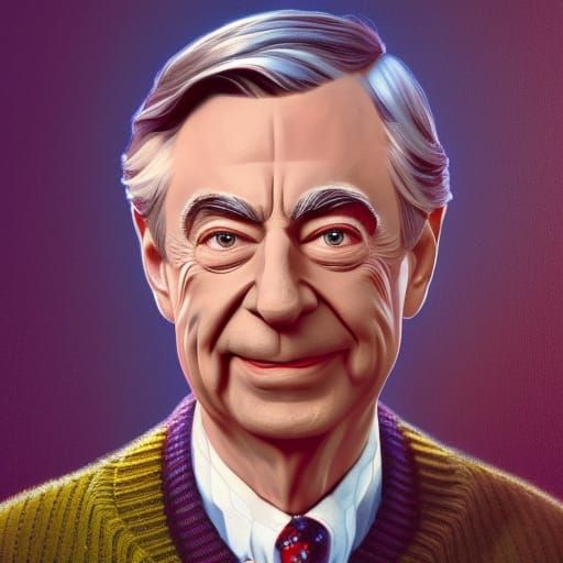 Detailed Portrait of Fred Rogers in Art Nouveau Style