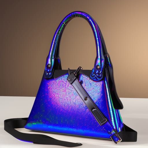 Black gothic handbag with cobalt blue holographic accents& purple holographic accents& Emerald green holographic accents...