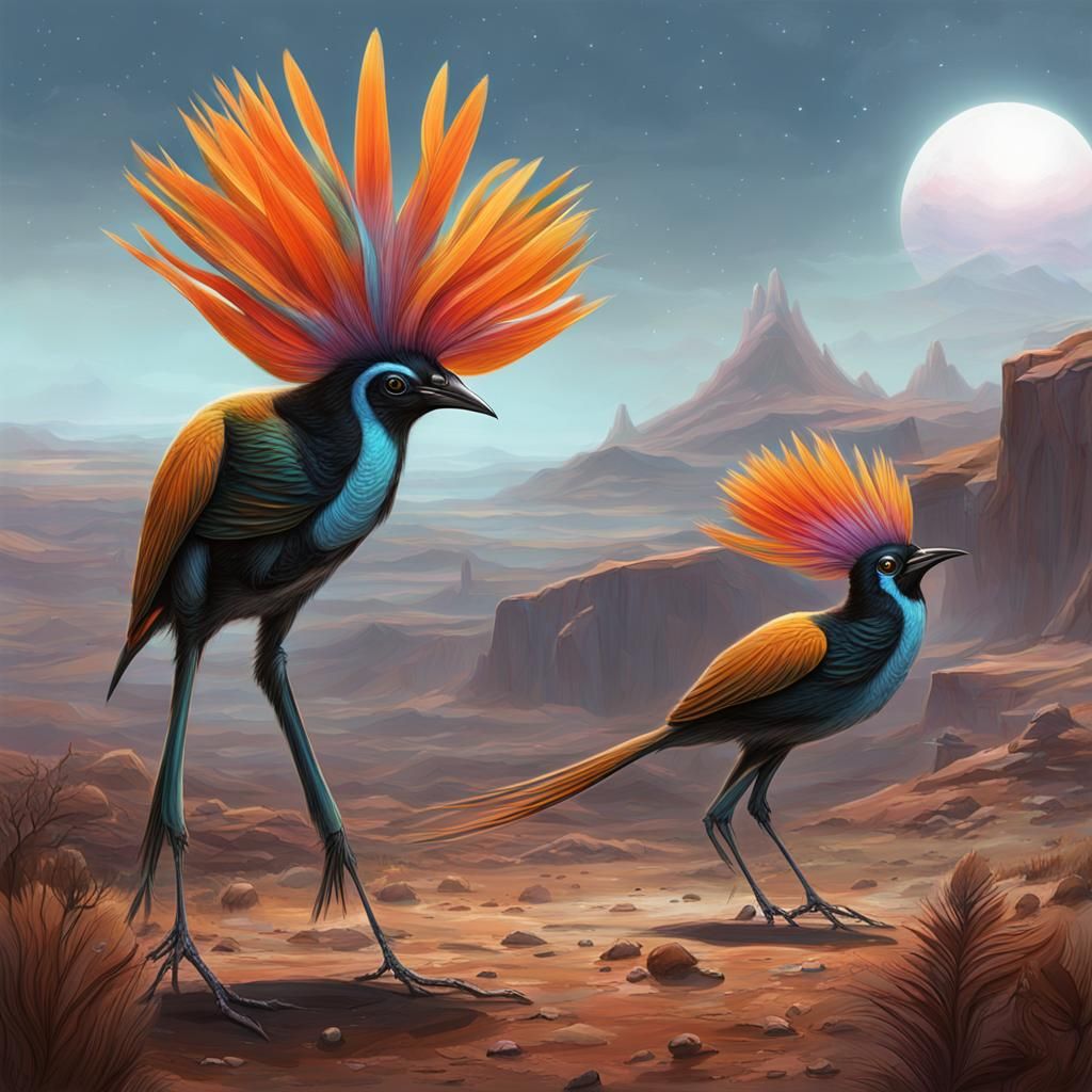 Exoplanet Lifeforms: Birds of Paradise Magpie Concept